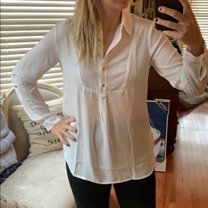 White blouse cute silver buttons